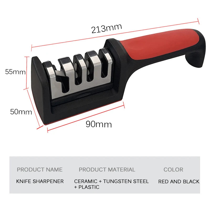 3/4-Segment Multi-Functional Knife Sharpener - Hand-Held, Stainless Steel Household Sharpener for All Knives