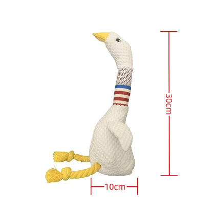 New Pet Dog Plush Sound Toy White Geese Coarse Grain Velvet Bite Resistant Long Necked Duck Toy Supplies Interactive Dog Toys