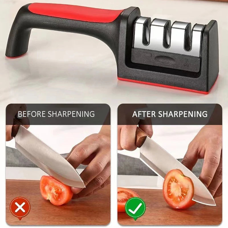 3/4-Segment Multi-Functional Knife Sharpener - Hand-Held, Stainless Steel Household Sharpener for All Knives