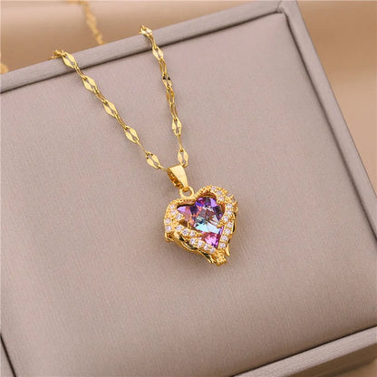 Elegant Zircon Crystal Clavicle Necklace – Luxurious Korean Fashion for Women