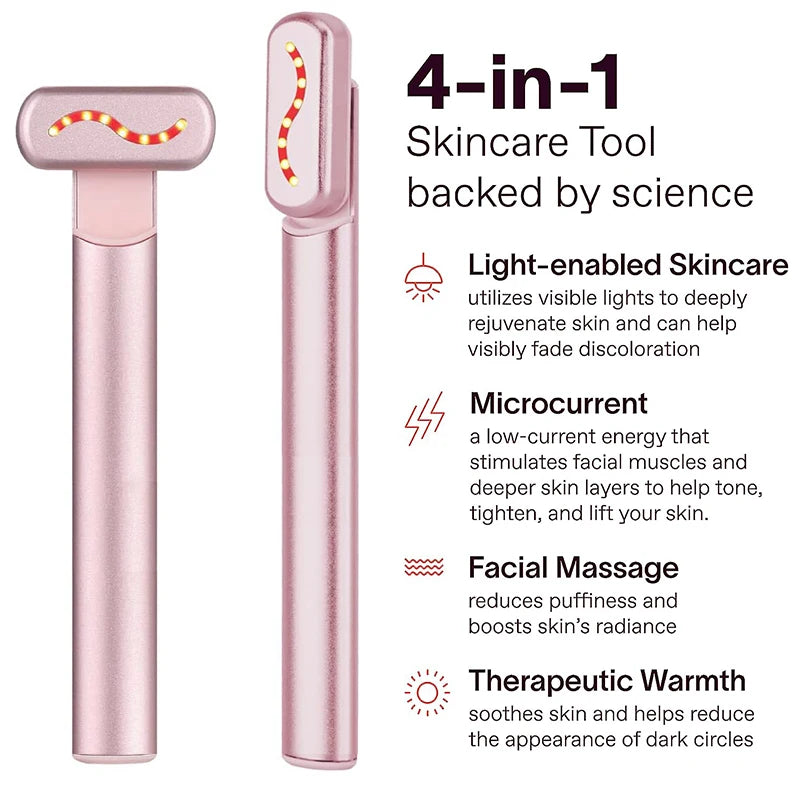 EMS Microcurrent Face Lifting Device Red Light Facial Wand Eye Neck Massager