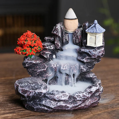 Backflow Incense Holder Waterfall Aromatherapy Burner - Home Decor Zen Ornament with Backflow Incense Cones