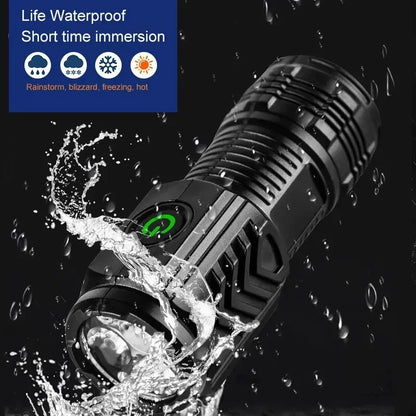 Powerful 3-Core LED Mini Tactical Flashlight - USB Rechargeable High-Power Torch with Magnet Hand Lamp