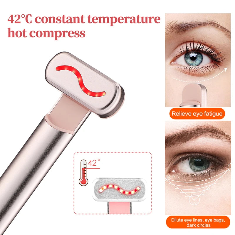 EMS Microcurrent Face Lifting Device Red Light Facial Wand Eye Neck Massager