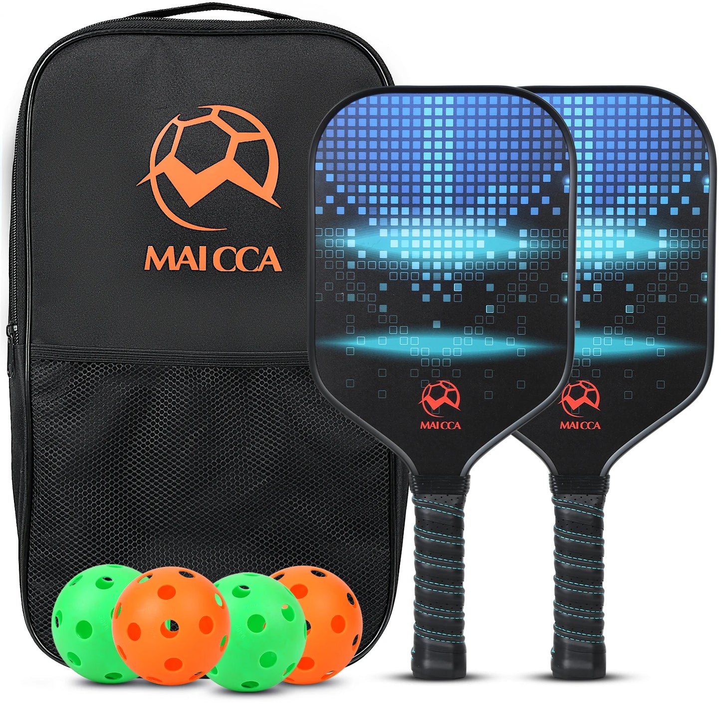 Pickleball Paddle Set - Honeycomb Core Rackets with 4 Balls, Portable Racquet Cover, and Carrying Bag