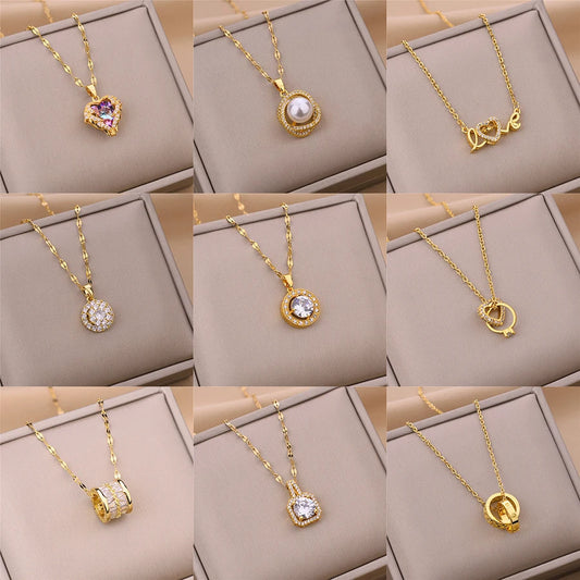 Elegant Zircon Crystal Clavicle Necklace – Luxurious Korean Fashion for Women