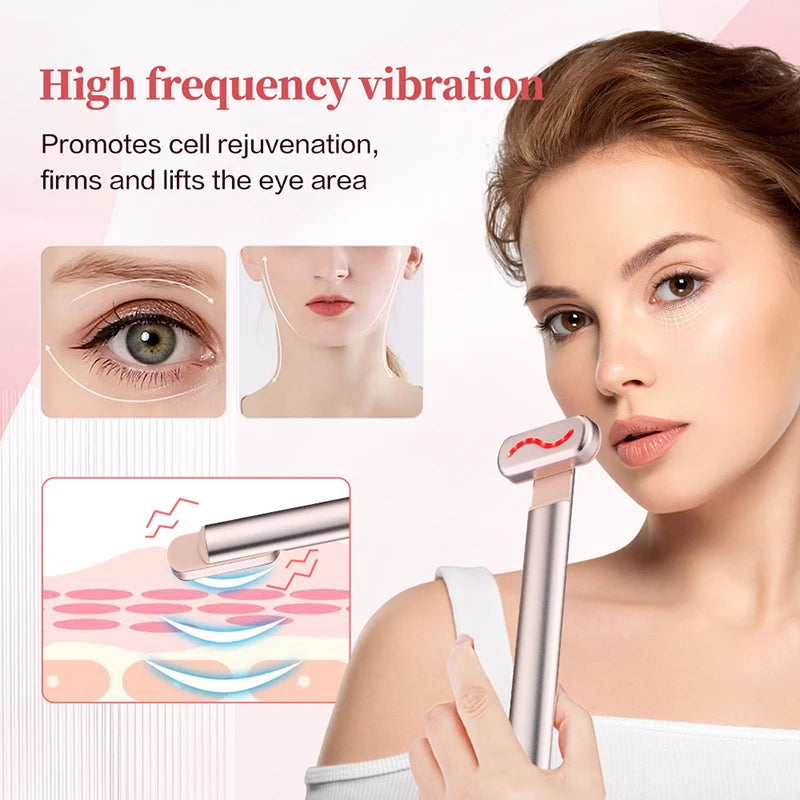 EMS Microcurrent Face Lifting Device Red Light Facial Wand Eye Neck Massager