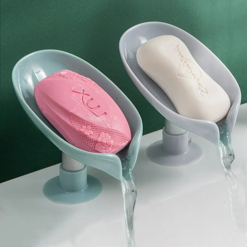 2-Pack Leaf-Shaped Soap Holders with Suction Cup