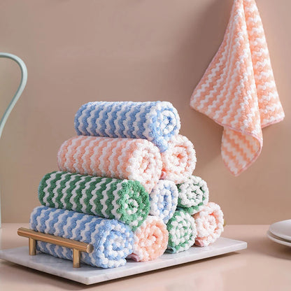 15 PCS Kitchen Cleaning Rag Coral Fleece Dishcloth