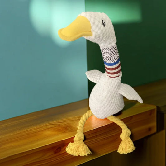 New Pet Dog Plush Sound Toy White Geese Coarse Grain Velvet Bite Resistant Long Necked Duck Toy Supplies Interactive Dog Toys