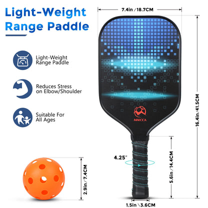 Pickleball Paddle Set - Honeycomb Core Rackets with 4 Balls, Portable Racquet Cover, and Carrying Bag