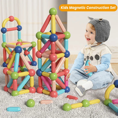 10 - 200 Pieces Kids Magnetic Construction Set. Magnetic Balls & Stick Building Blocks | Montessori Educational Toys for Children