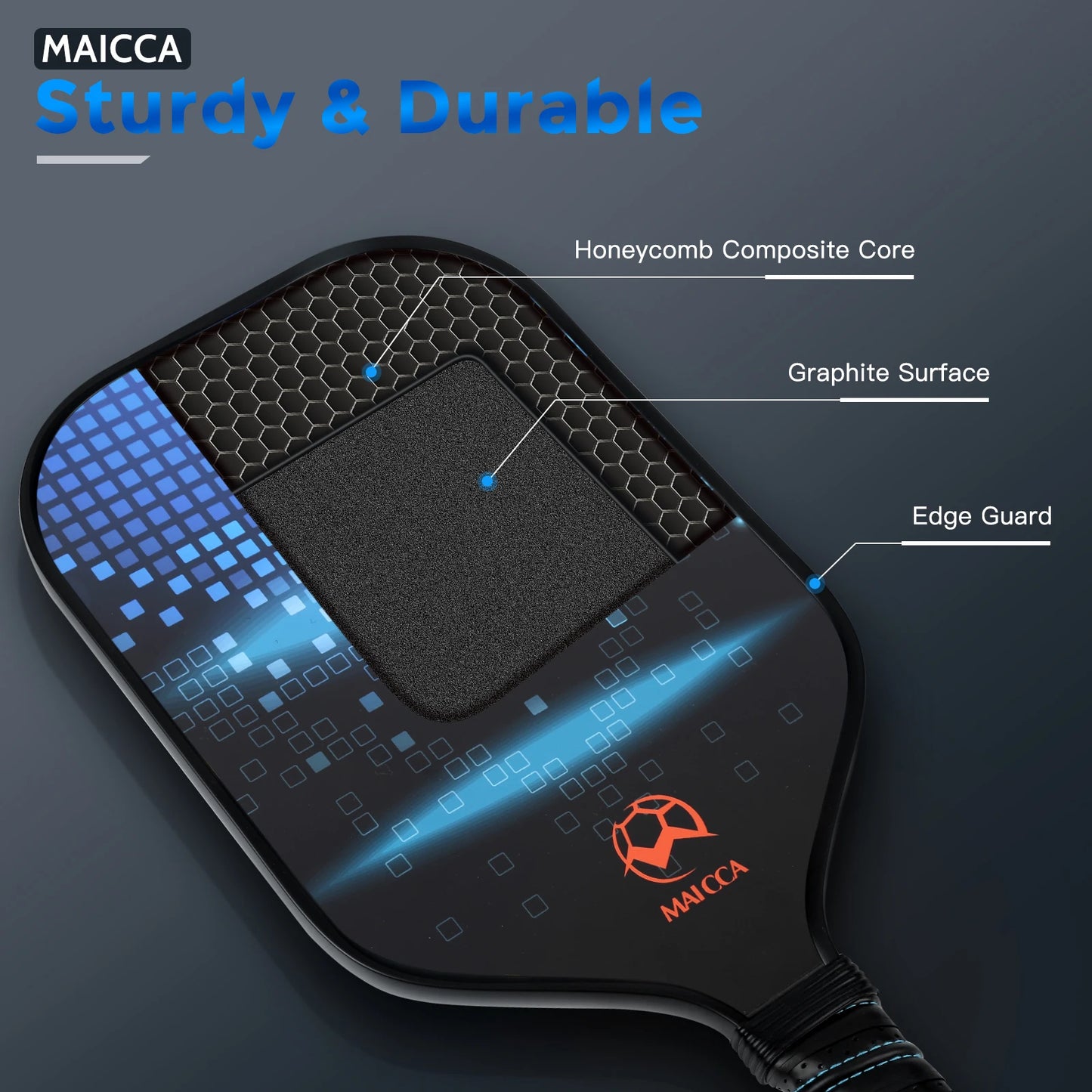 Pickleball Paddle Set - Honeycomb Core Rackets with 4 Balls, Portable Racquet Cover, and Carrying Bag