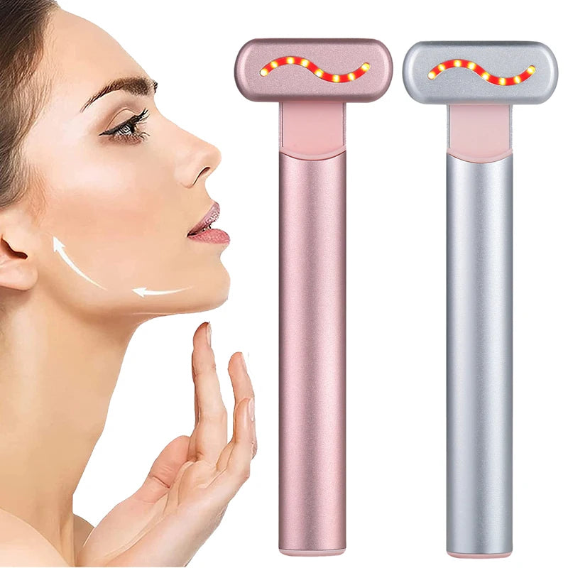 EMS Microcurrent Face Lifting Device Red Light Facial Wand Eye Neck Massager