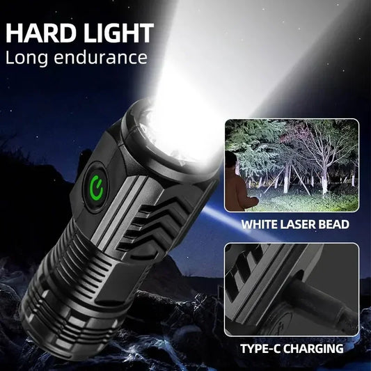 Powerful 3-Core LED Mini Tactical Flashlight - USB Rechargeable High-Power Torch with Magnet Hand Lamp