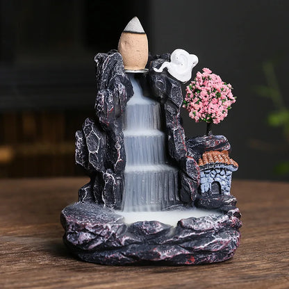 Backflow Incense Holder Waterfall Aromatherapy Burner - Home Decor Zen Ornament with Backflow Incense Cones