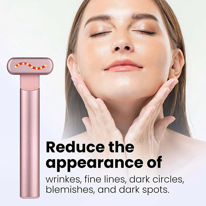 EMS Microcurrent Face Lifting Device Red Light Facial Wand Eye Neck Massager