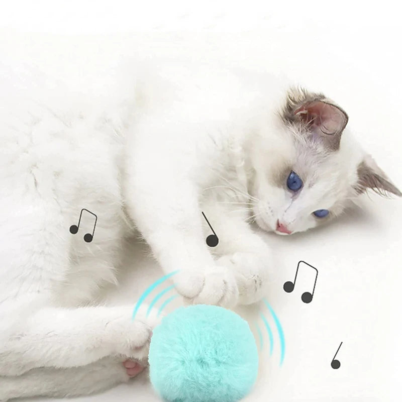 Interactive Plush Electric Catnip Ball – Smart Sounding Cat Toy for Kitten Training