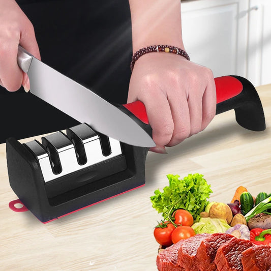 3/4-Segment Multi-Functional Knife Sharpener - Hand-Held, Stainless Steel Household Sharpener for All Knives